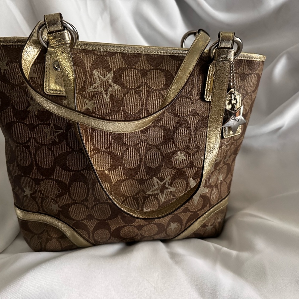 Coach Brown and Gold Tote Bag